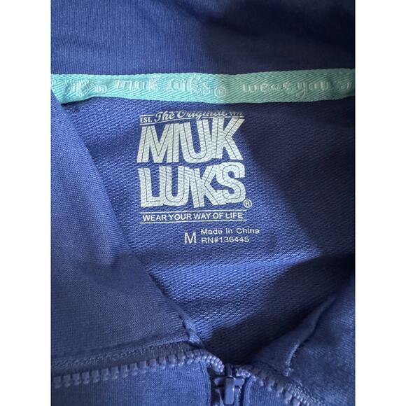 MUK LUKS Regular French Terry 1/4-Zip & Jogger Track Suit Deep Blue Medium - Picture 15 of 16